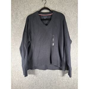 Tommy Hilfiger Sweater Men Medium Blue V‎ Neck Preppy Academia Knit Nautical NWT